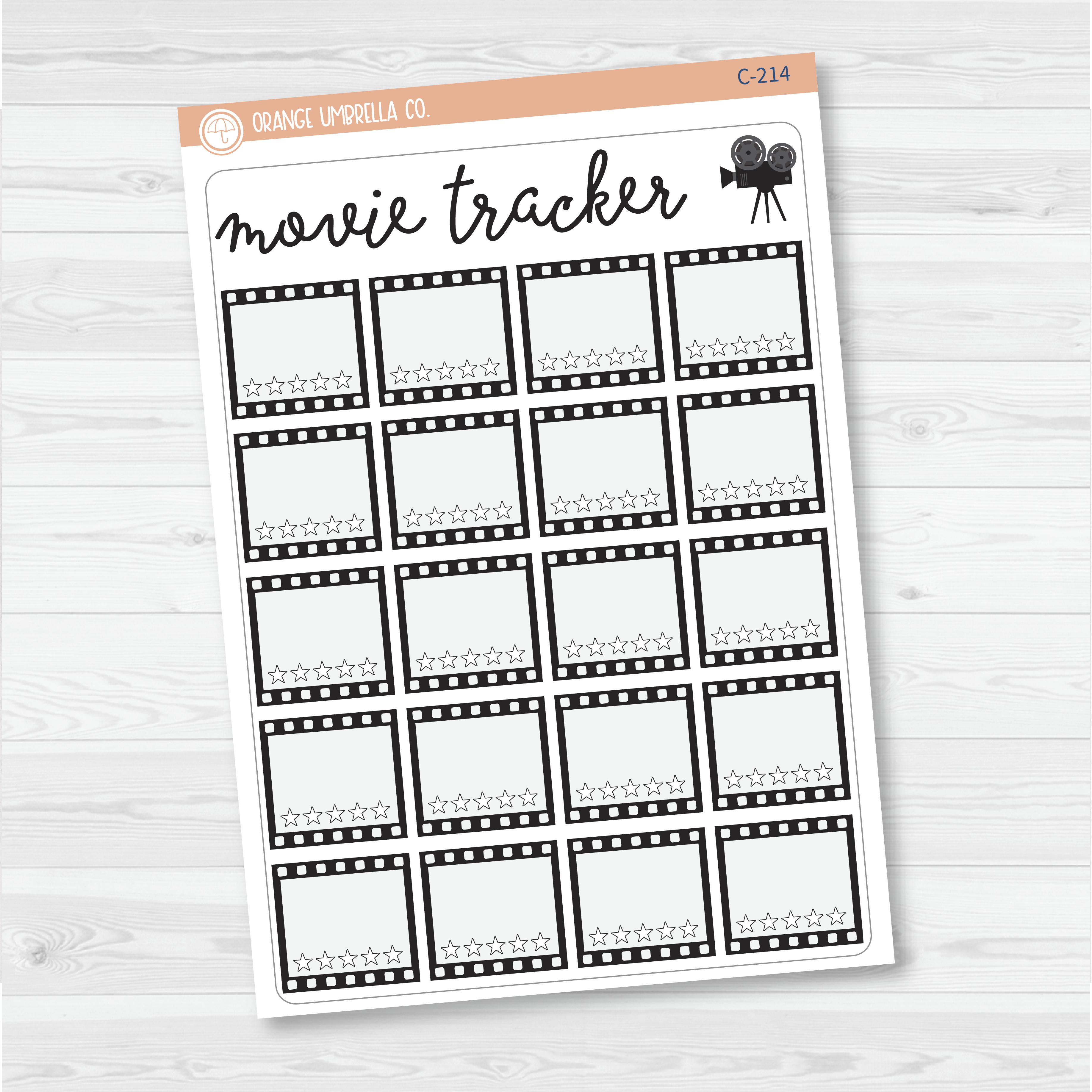 Movie Tracker Full Page Dashboard |  A5 & 7x9 Size Deco Planner Stickers | C-214