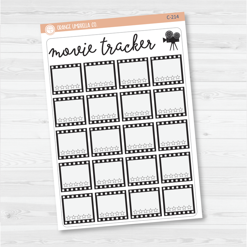 Movie Tracker Full Page A5 & 7x9 Size Deco Planner Stickers | C-214