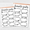 Favorite Quotes Tracker Full Page Dashboard | A5 & 7x9 Size Deco Planner Stickers | C-215