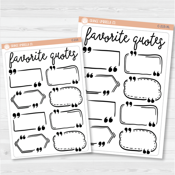 Favorite Quotes Tracker Full Page A5 & 7x9 Size Deco Planner Stickers | C-215