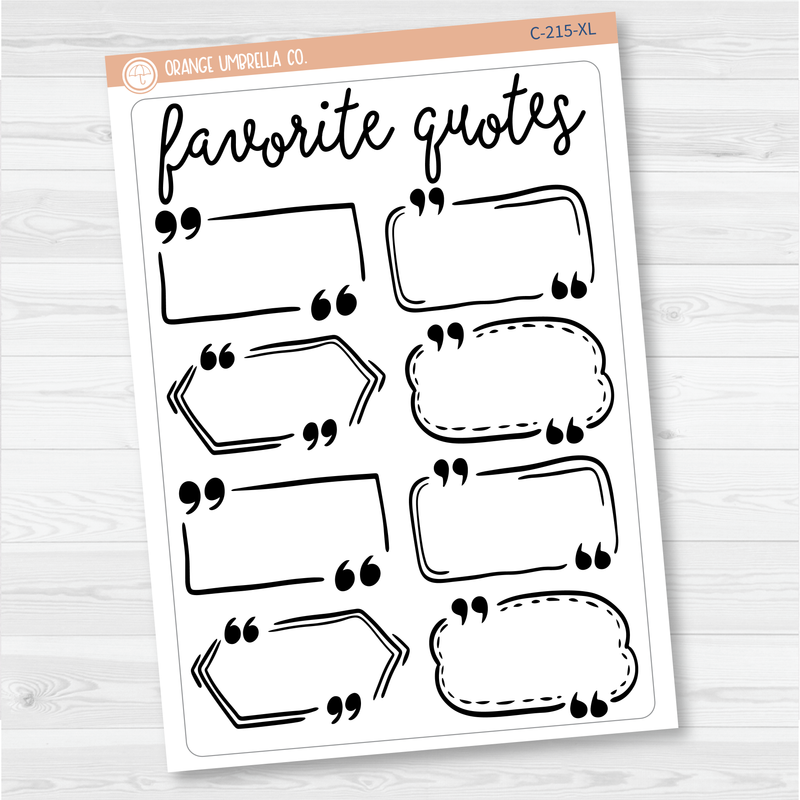 Favorite Quotes Tracker Full Page A5 & 7x9 Size Deco Planner Stickers | C-215