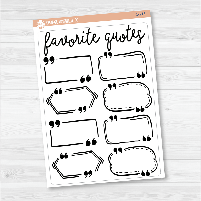 Favorite Quotes Tracker Full Page A5 & 7x9 Size Deco Planner Stickers | C-215