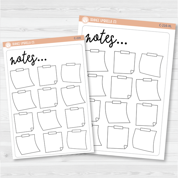 Notes Tracker Full Page A5 & 7x9 Size Deco Planner Stickers | C-216