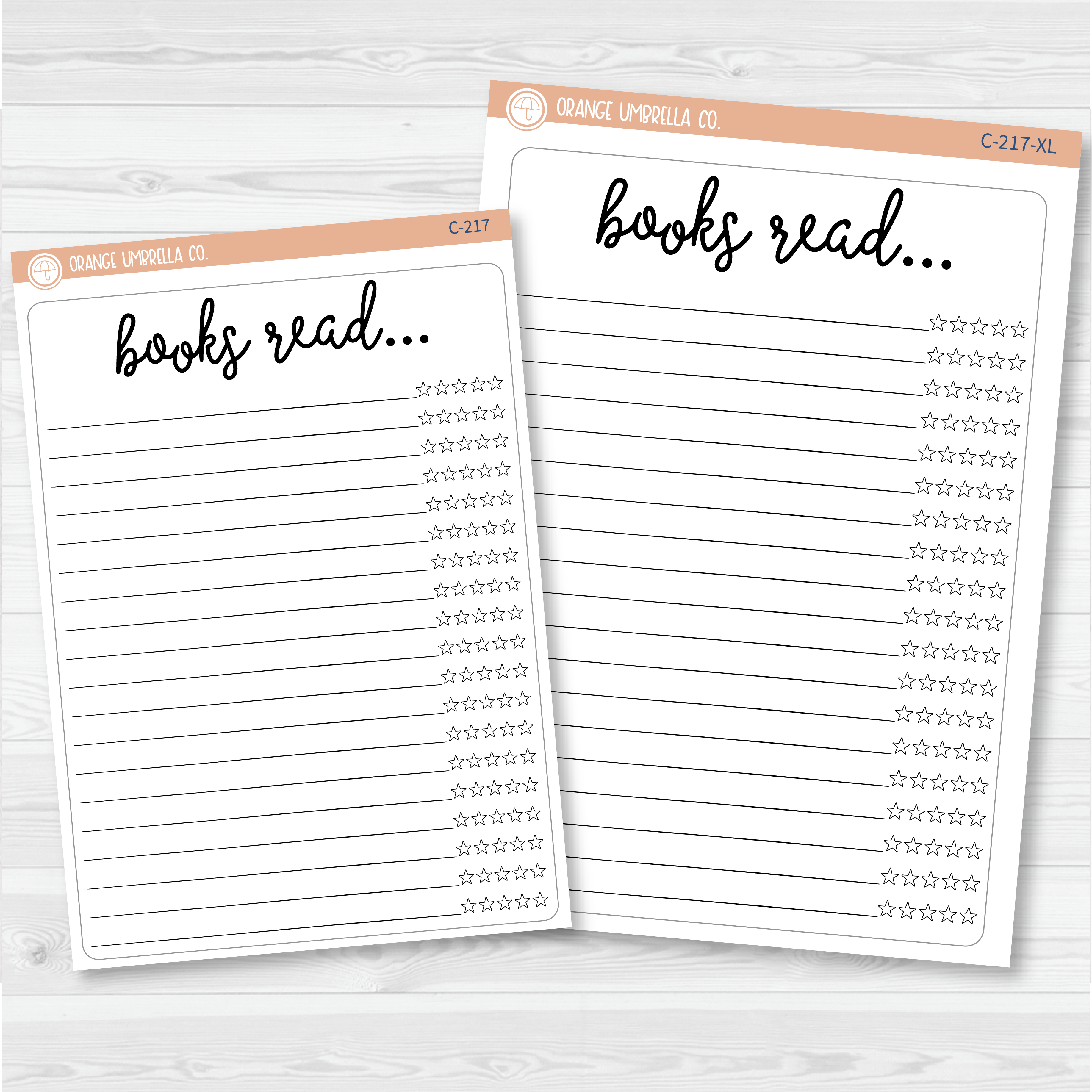 Books Read W/Rating Full Page Dashboard | A5 & 7x9 Deco Planner Stickers | C-217
