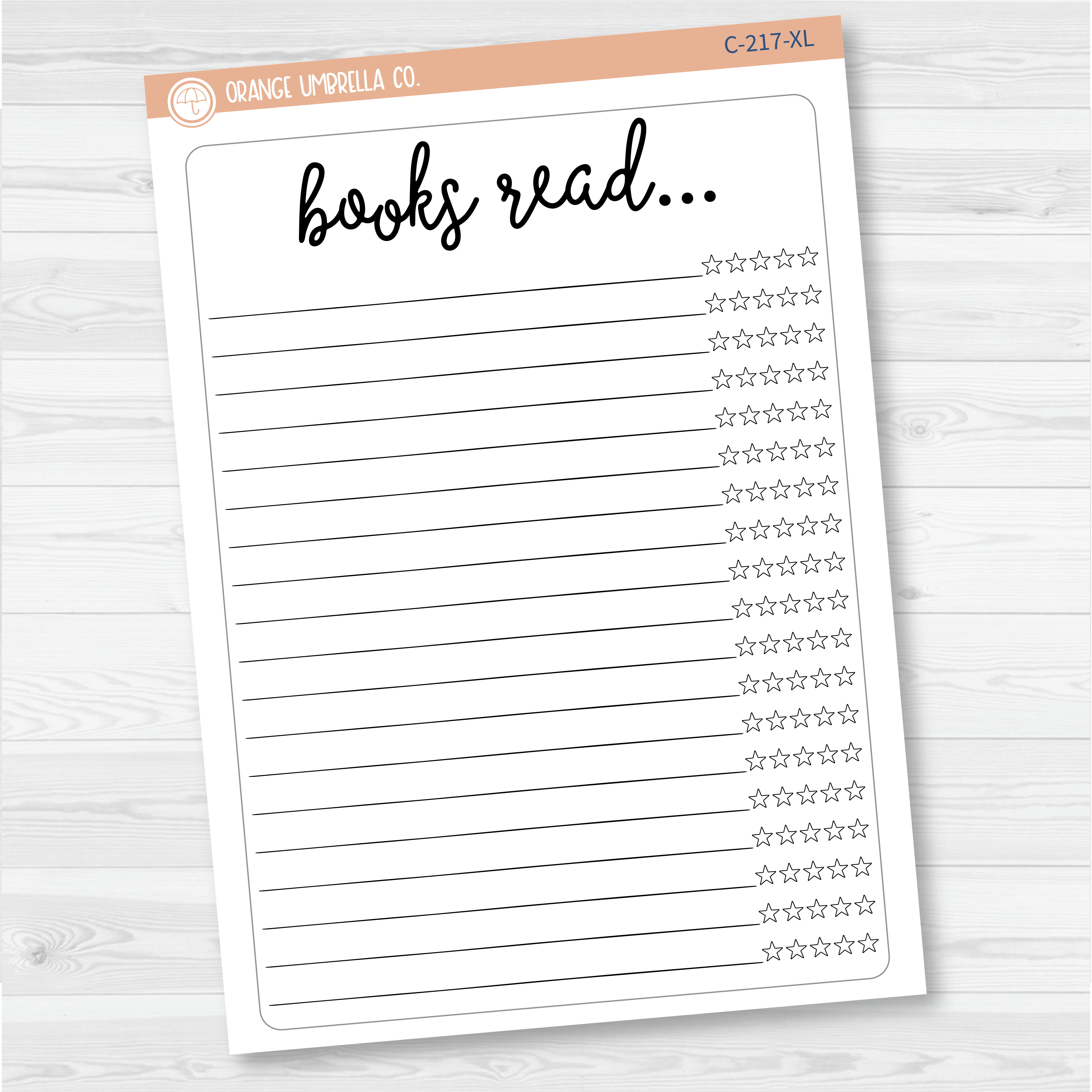 Books Read W/Rating Full Page Dashboard | A5 & 7x9 Deco Planner Stickers | C-217