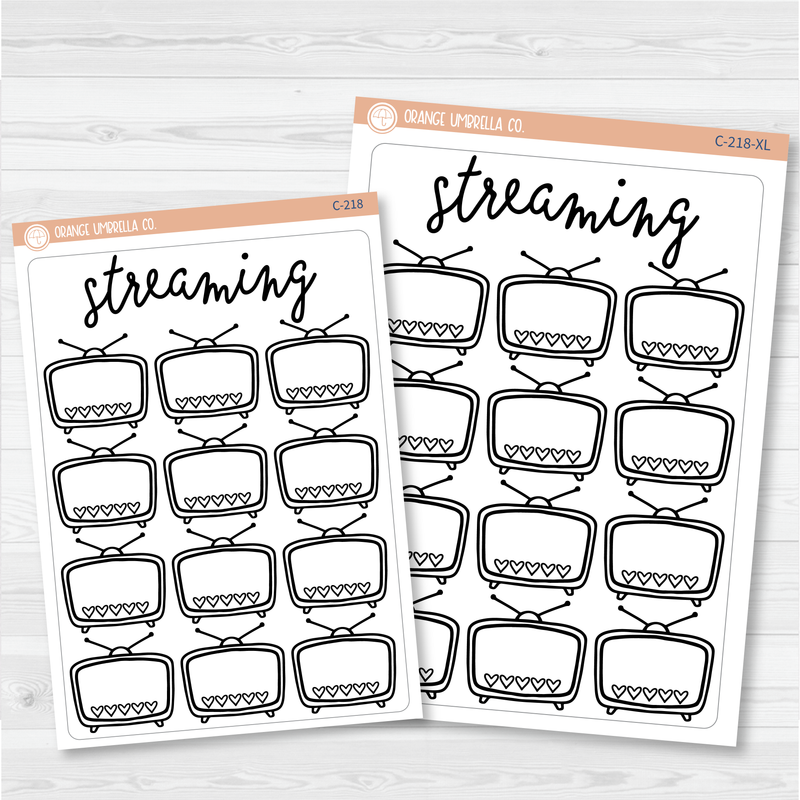 Streaming Tracker Full Page A5 & 7x9 Size Deco Planner Stickers | C-218