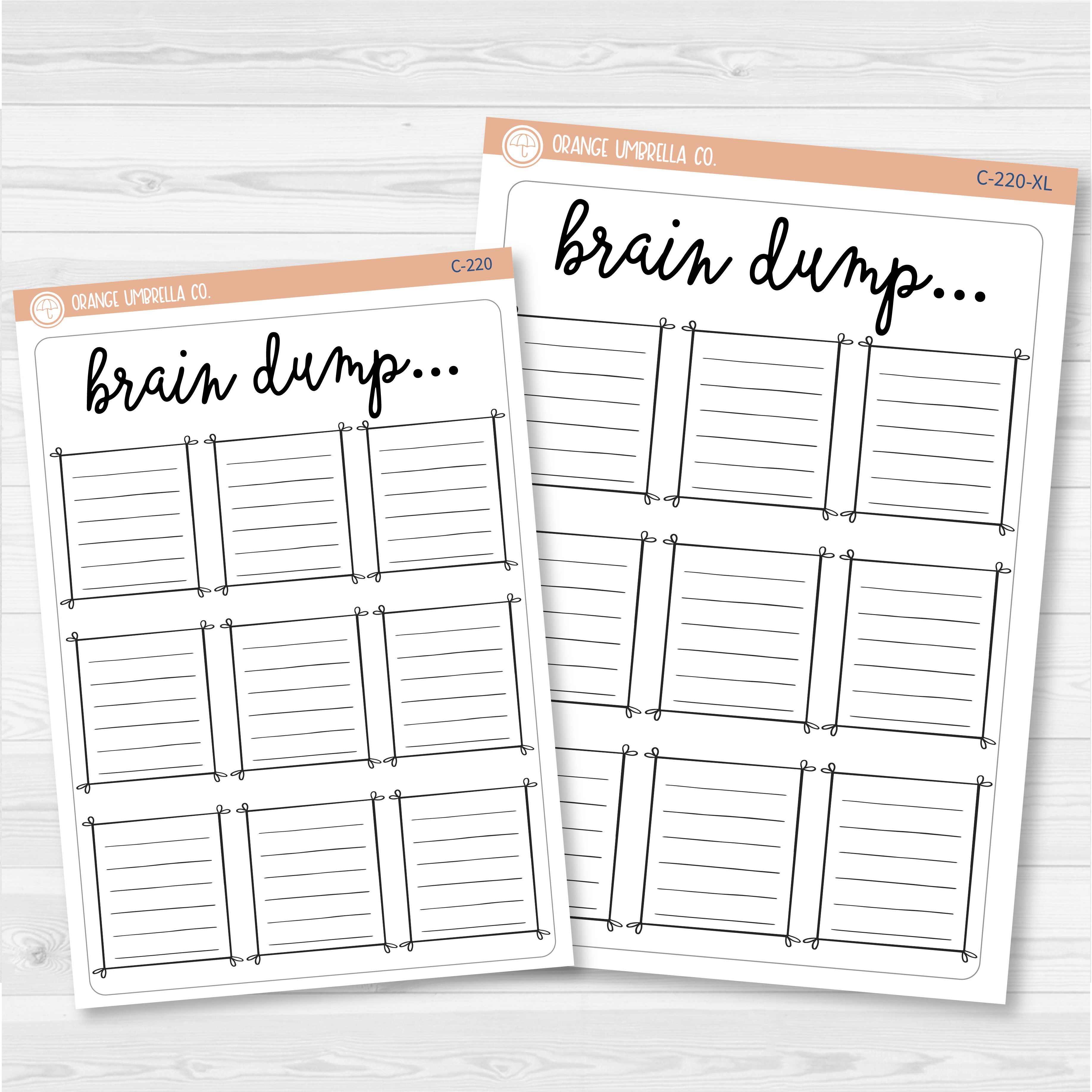 Brain Dump Tracker Full Page Dashboard | A5 & 7x9 Size Deco Planner Stickers | C-220