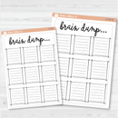 Brain Dump Tracker Full Page Dashboard | A5 & 7x9 Size Deco Planner Stickers | C-220