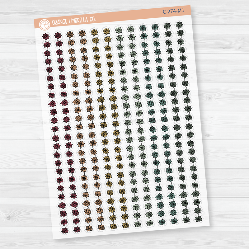 Flowers & Vine Pattern Washi Strips Planner Stickers and Labels | Clear Matte | C-274-CM