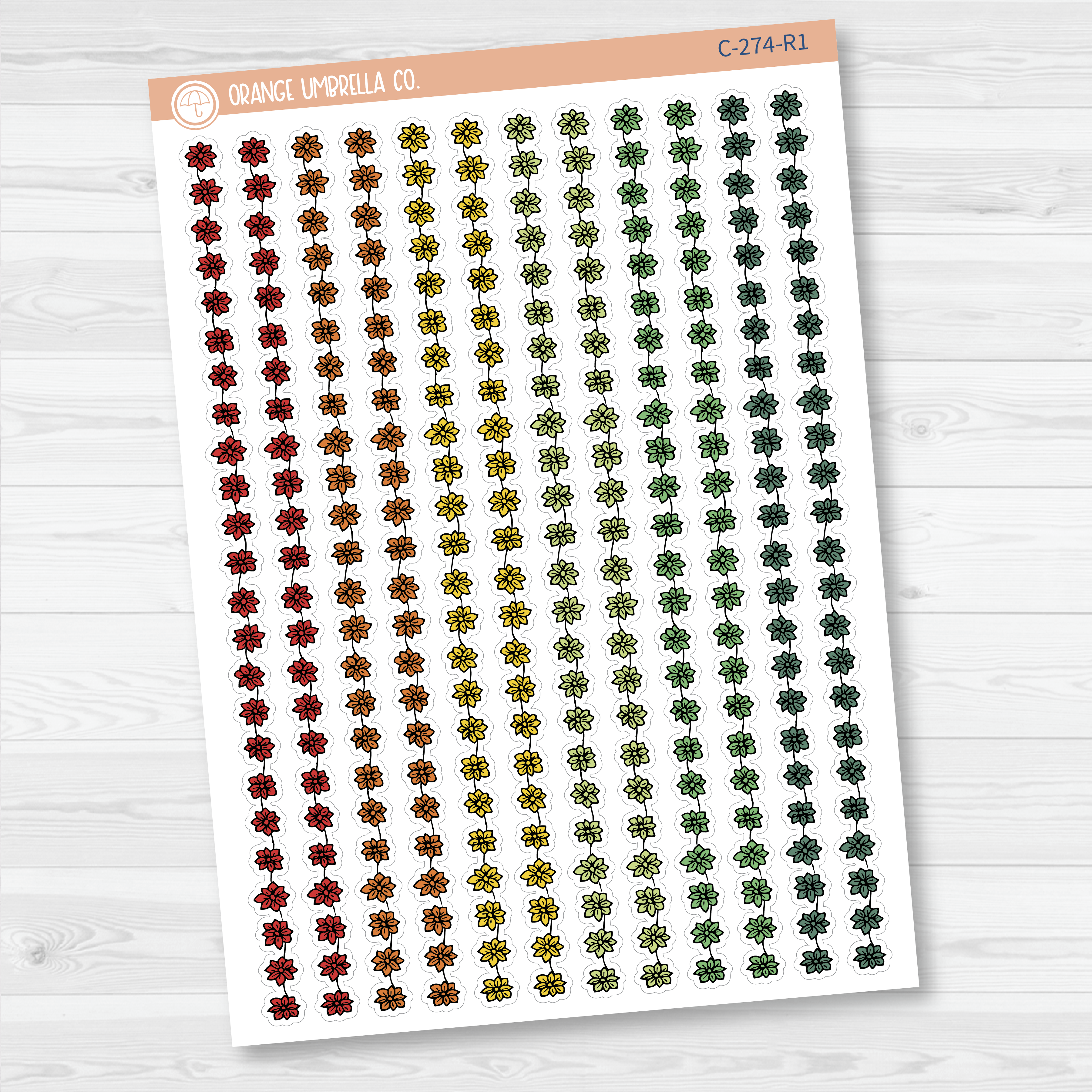 CLEARANCE | Flowers & Vine Pattern Washi Strips Planner Stickers and Labels | C-274
