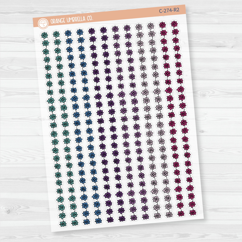 Flowers & Vine Pattern Washi Strips Planner Stickers and Labels | Clear Matte | C-274-CM