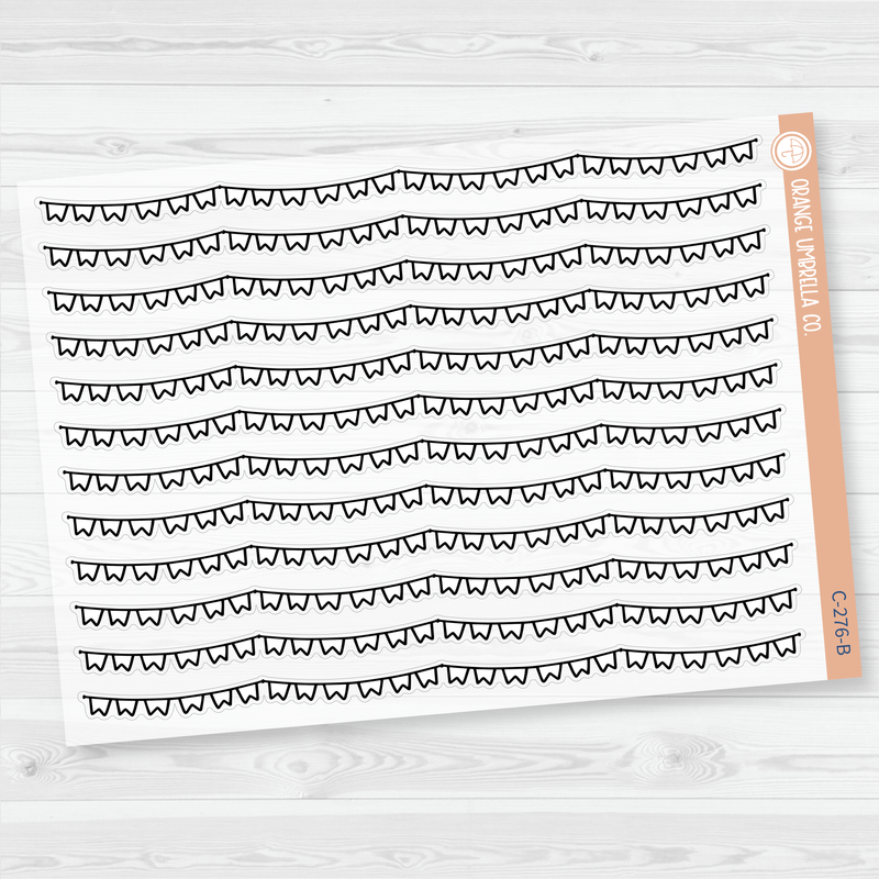 Pennant Pattern Washi Strips Planner Stickers and Labels | Clear Matte | C-276