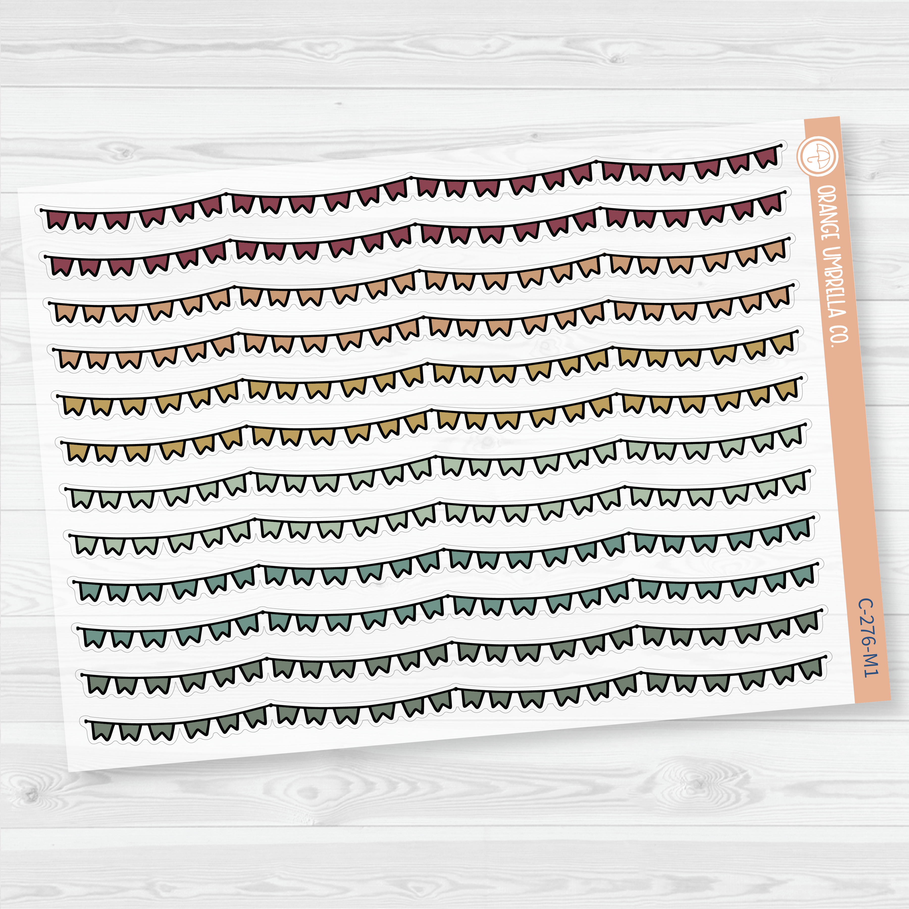 CLEARANCE | Pennant Pattern Washi Strips Planner Stickers and Labels | Clear Matte | C-276