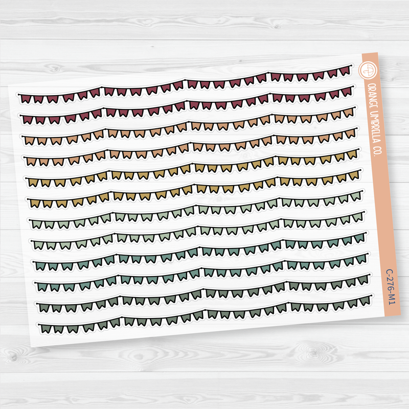 Pennant Pattern Washi Strips Planner Stickers and Labels | Clear Matte | C-276