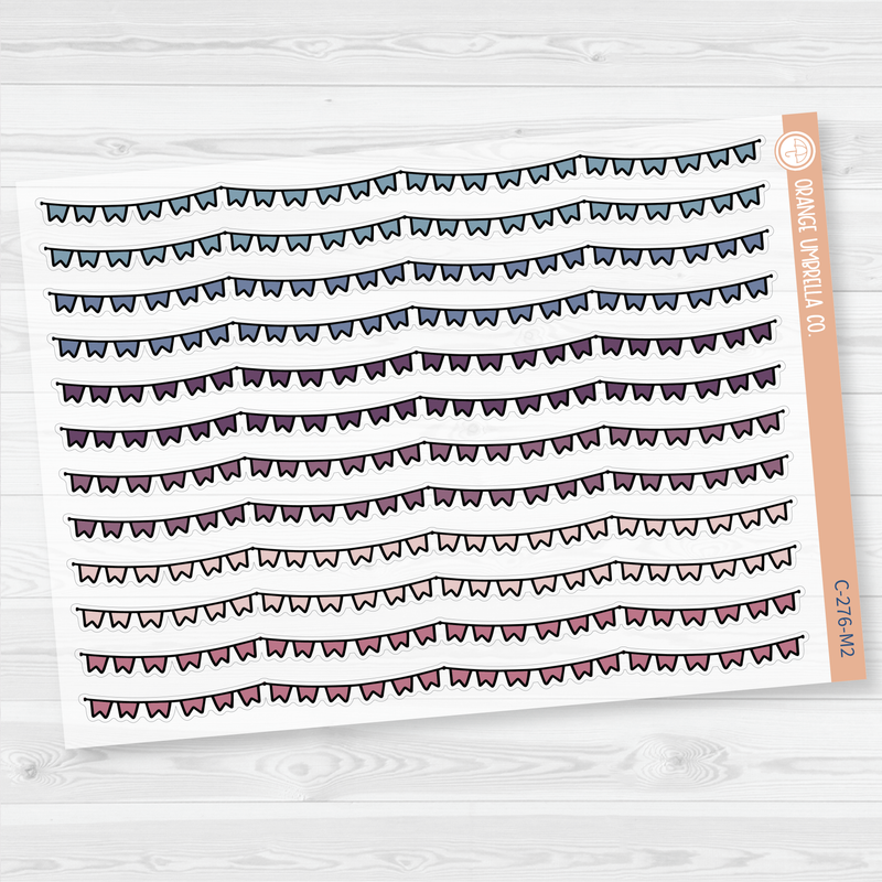 Pennant Pattern Washi Strips Planner Stickers and Labels | Clear Matte | C-276