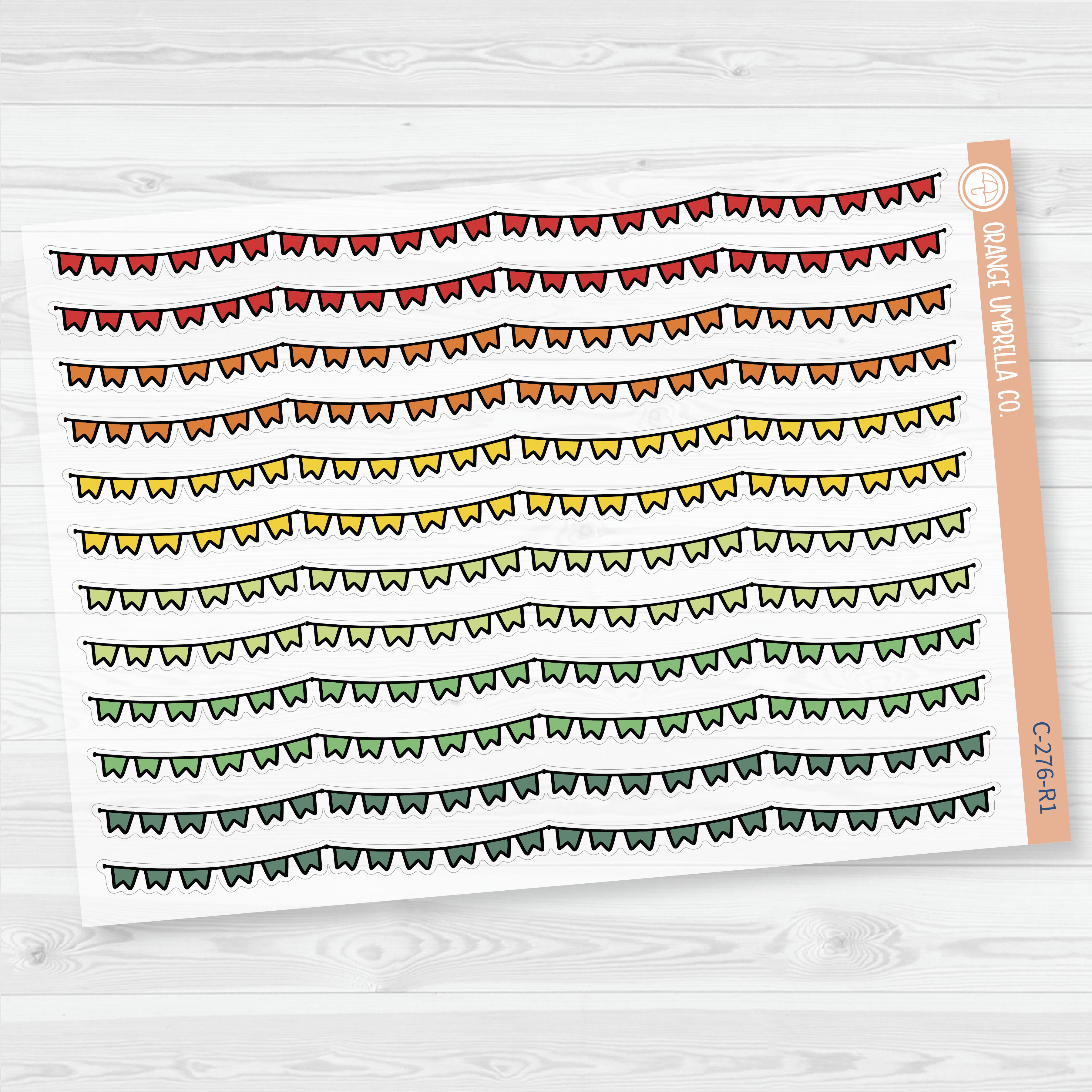 CLEARANCE | Pennant Pattern Washi Strips Planner Stickers and Labels | Clear Matte | C-276