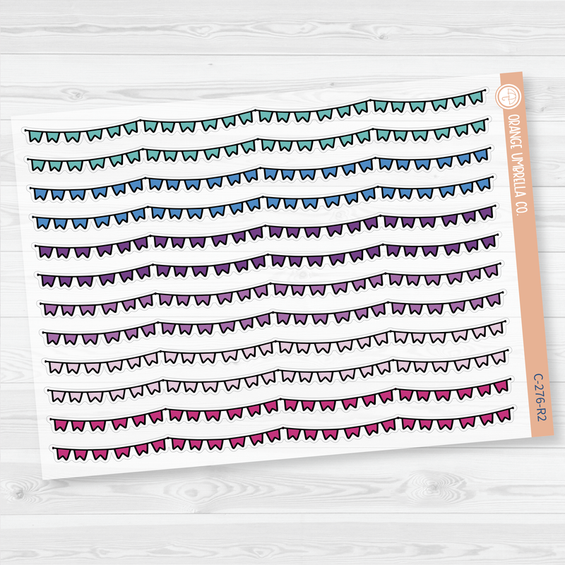 Pennant Pattern Washi Strips Planner Stickers and Labels | Clear Matte | C-276