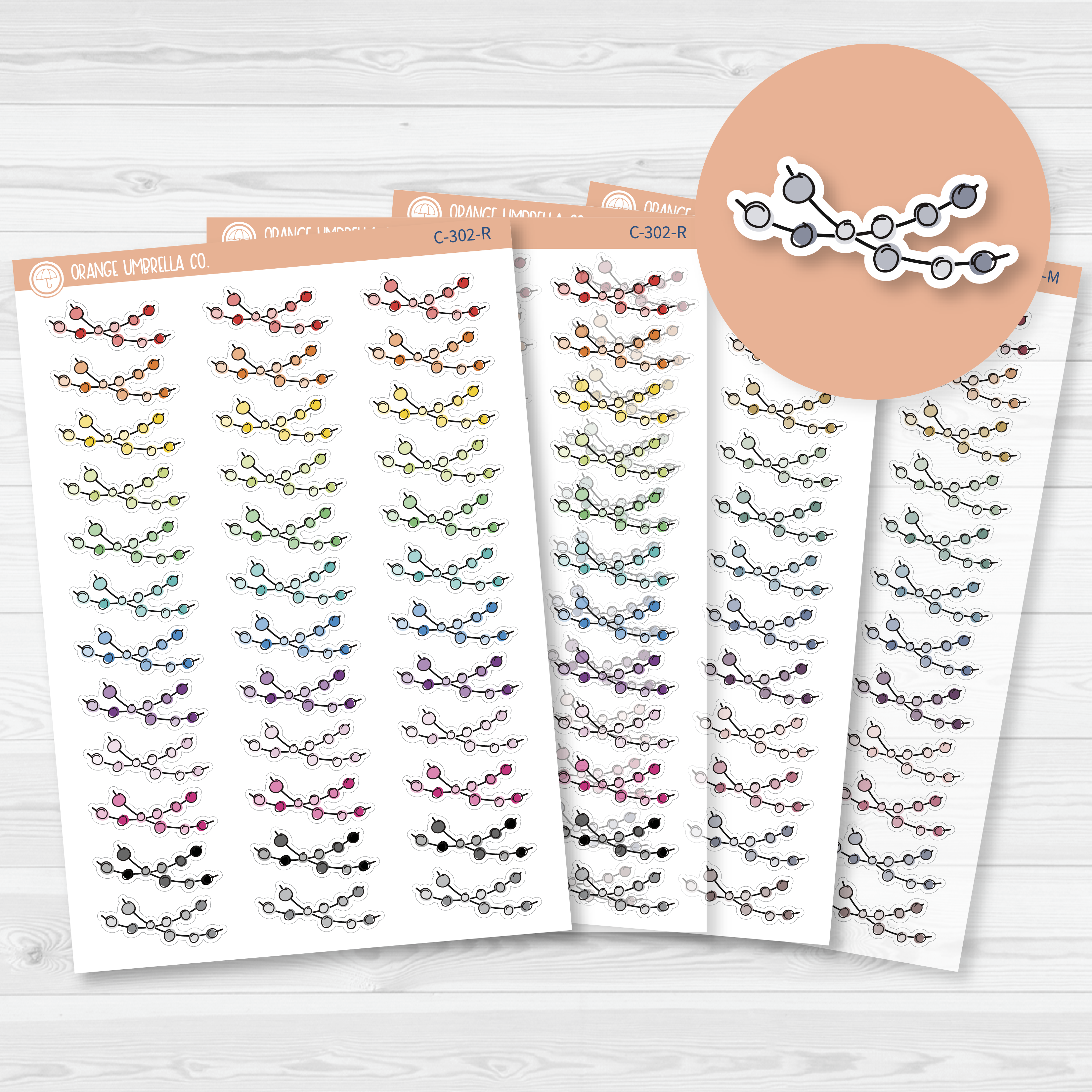 CLEARANCE | Double String Beads Deco Planner Stickers | C-302