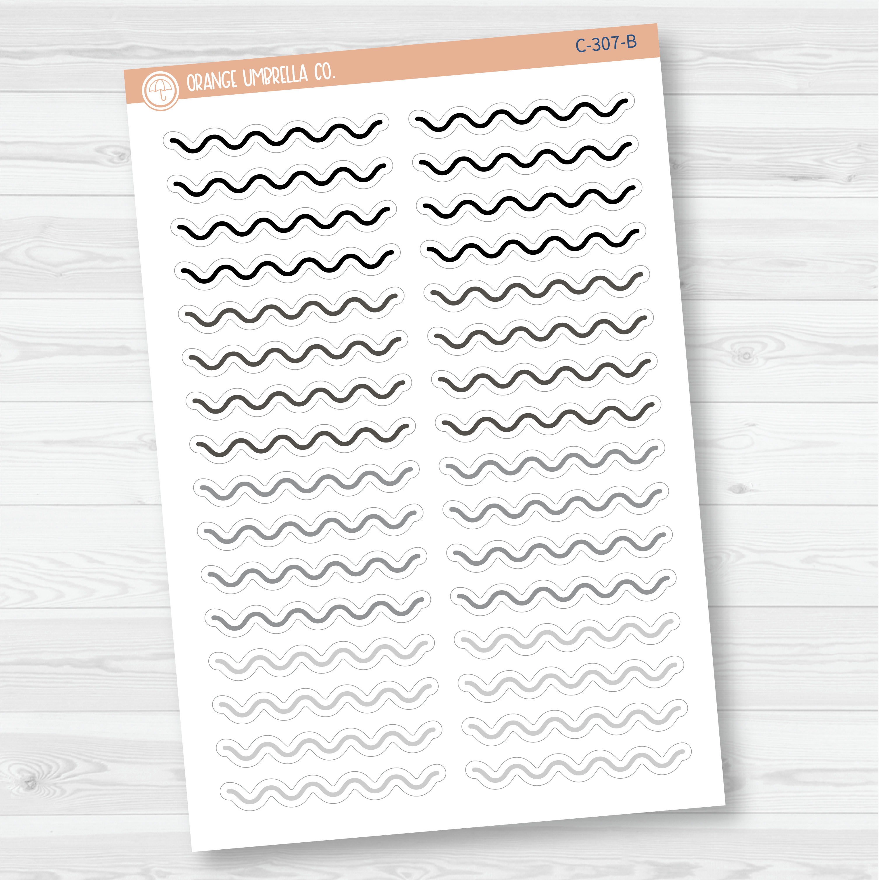 Squiggle Header / Divider Bar Planner Stickers | C-307