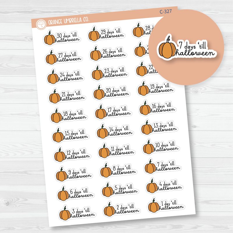 Halloween Pumpkin Countdown Planner Stickers | F16 | C-327