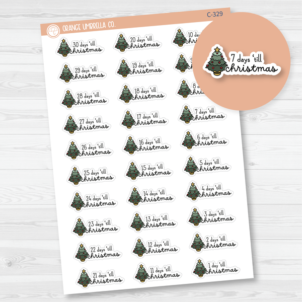 Christmas Tree Countdown Planner Stickers | F16 | C-329