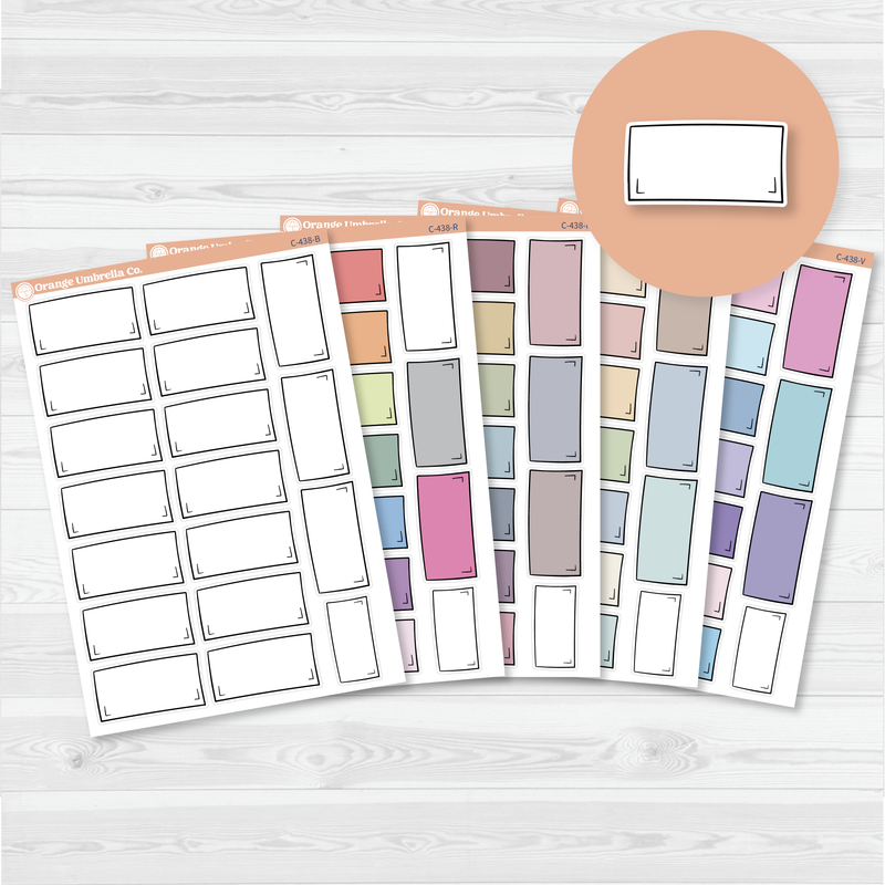 Large Journaling Rectangle Box Stickers | Big Deco Planner Stickers | C-438