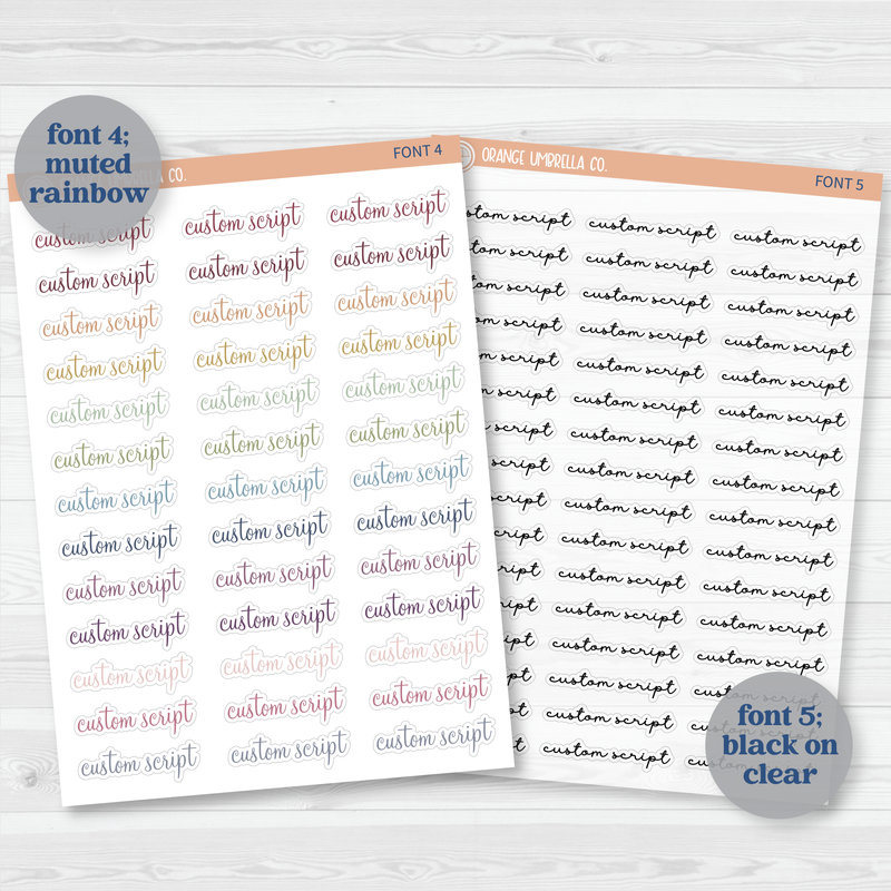 Custom Script Planner Stickers | Choose Font, Color, Material | *1 word/phrase per sheet* | customscript