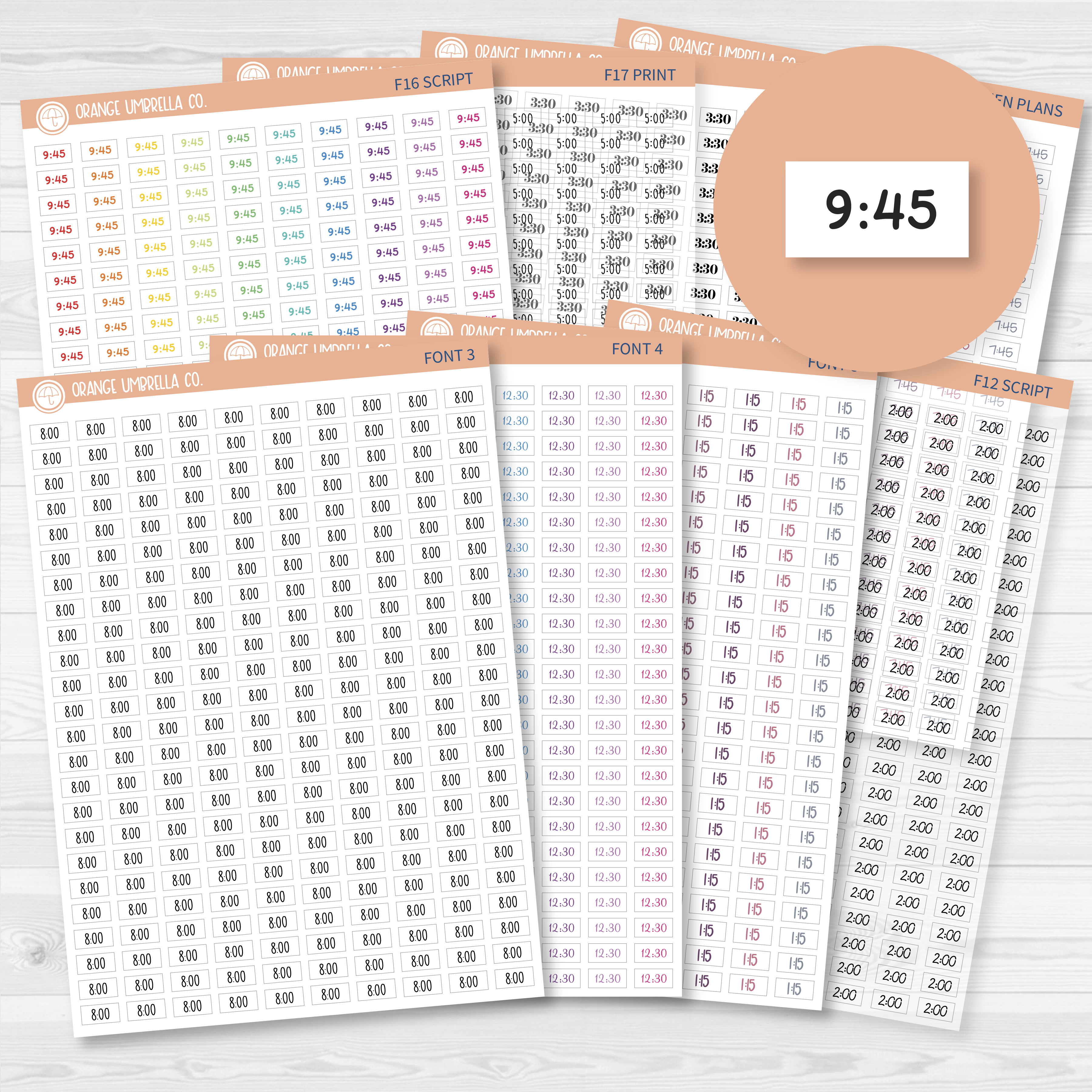 Custom Time Script Planner Stickers | Choose Font, Color, Material | *1 time per sheet* | customtime