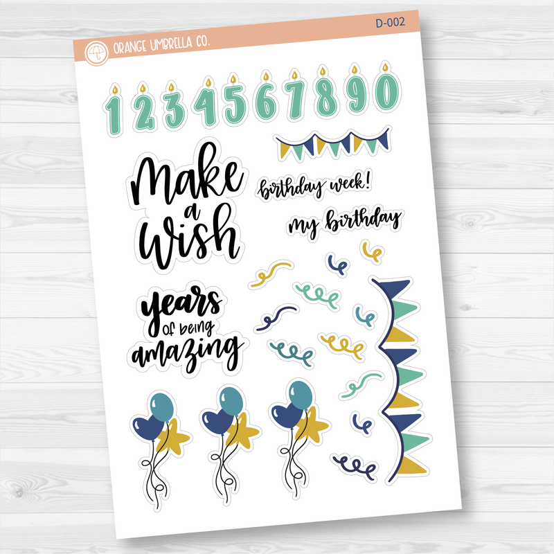 Birthday Deco Planner Stickers | D-002/D-003