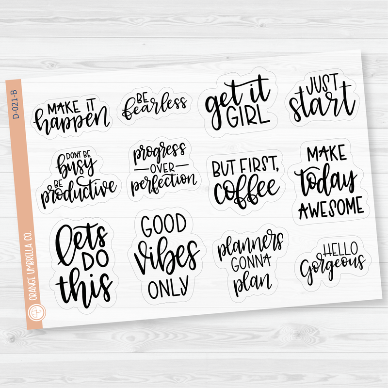 Motivational Deco Quotes Script Planner Stickers | F7 | D-021