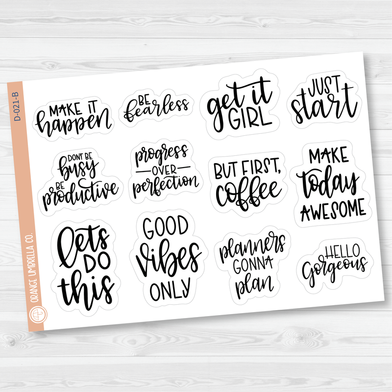 Motivational Deco Quotes Script Planner Stickers | F7 | D-021