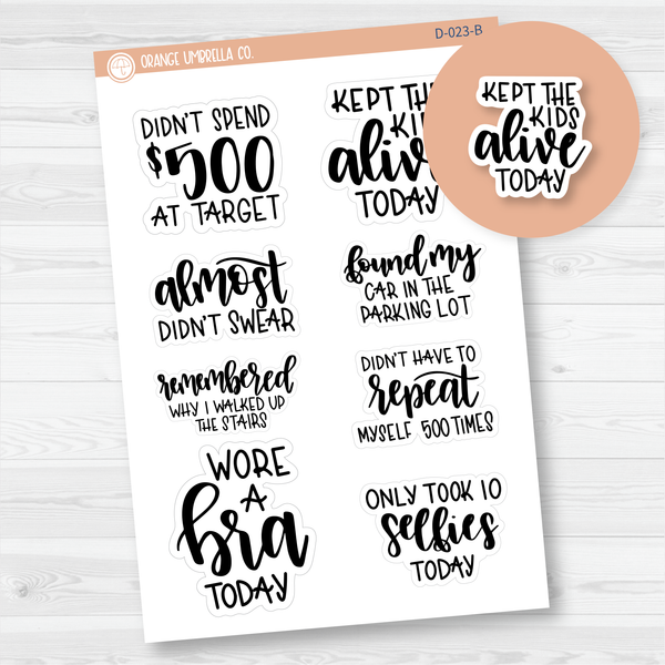 Humorous Adulting Quote Mix Sheet Script Planner Stickers | F7 | D-023