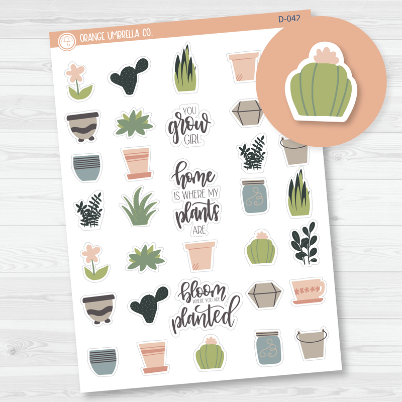 Plant Mom Deco Planner Stickers  | D-042