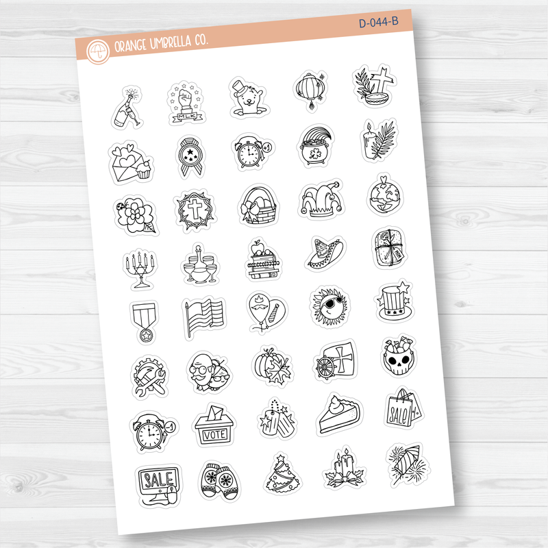 Tiny Holiday Icon Deco Planner Stickers | D-044