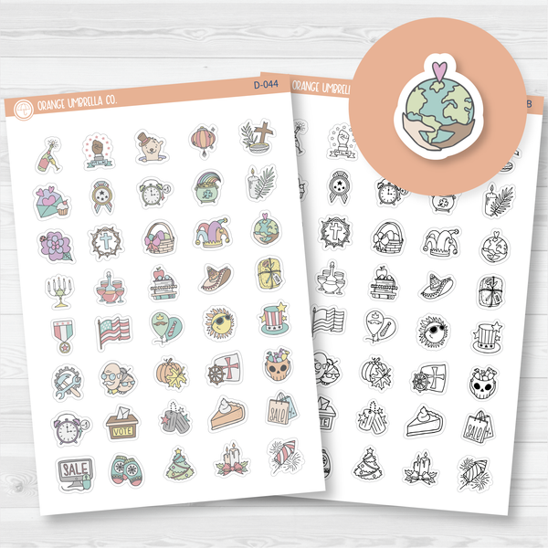 Tiny Holiday Icon Deco Planner Stickers | D-044