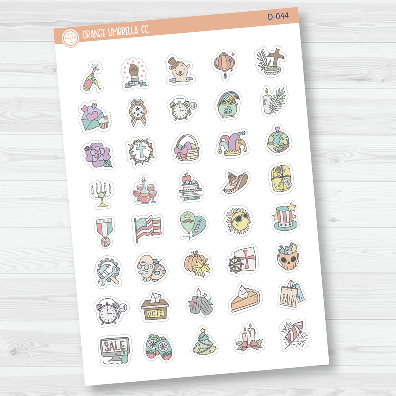 Tiny Holiday Icon Deco Planner Stickers | D-044