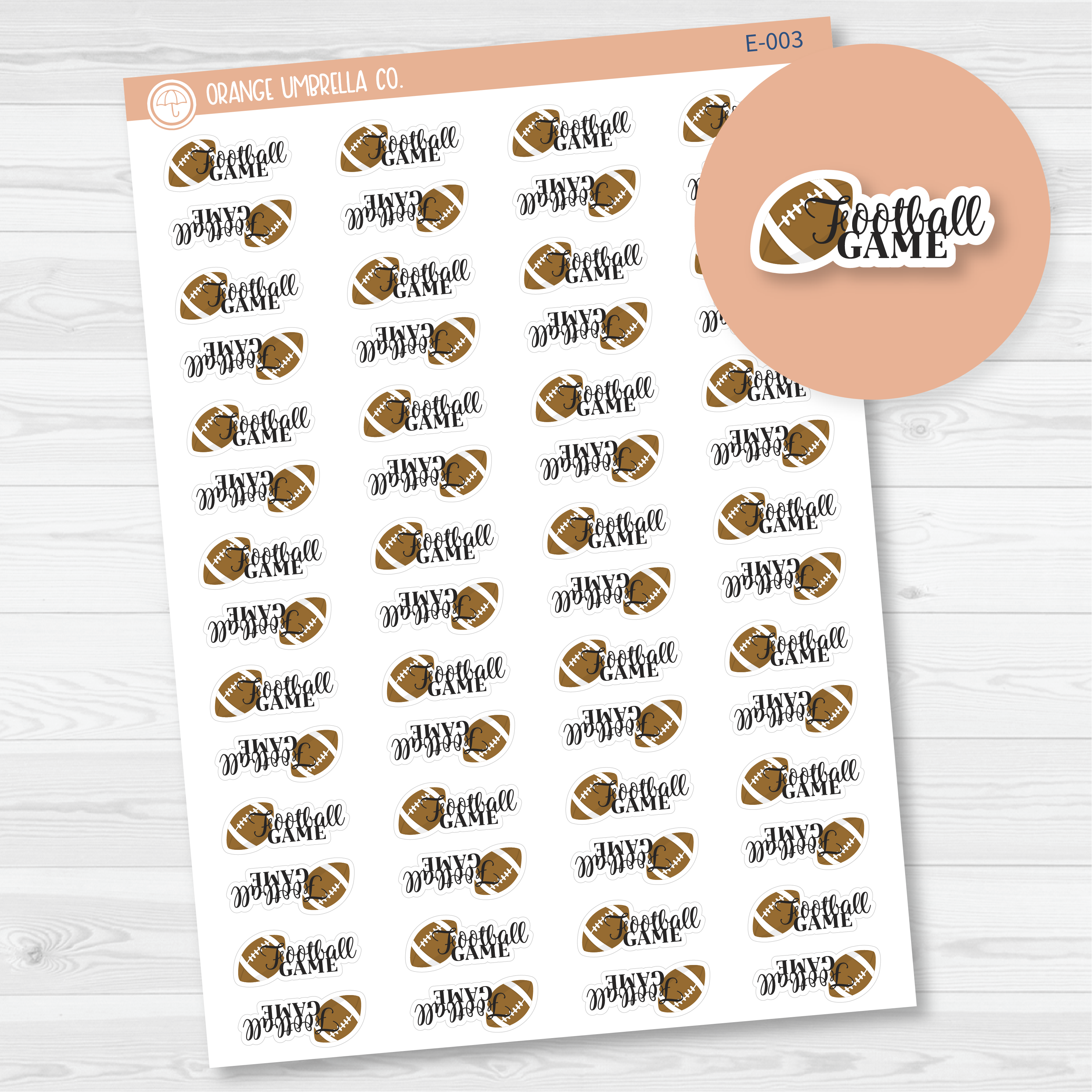CLEARANCE | Football Game Icon Script Planner Stickers | FC10 | E-003