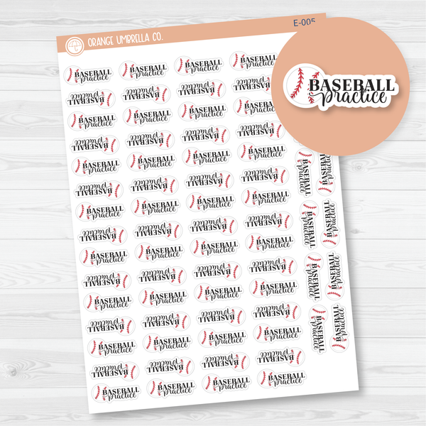 Baseball Practice Icon Script Planner Stickers | FC10 | E-005