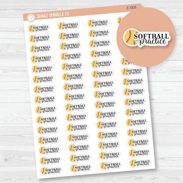 Softball Practice Icon Script Planner Stickers | FC10 | E-008