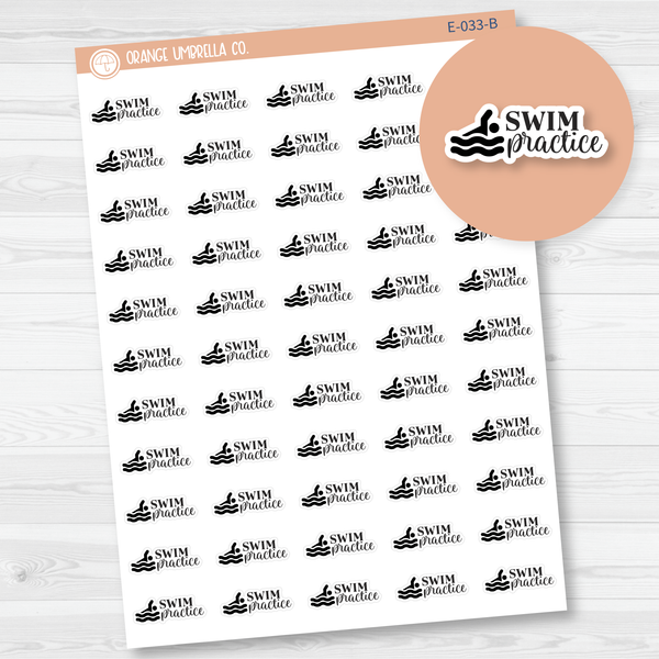 Swim Practice Icon Script Planner Stickers | FC10 | E-033-B