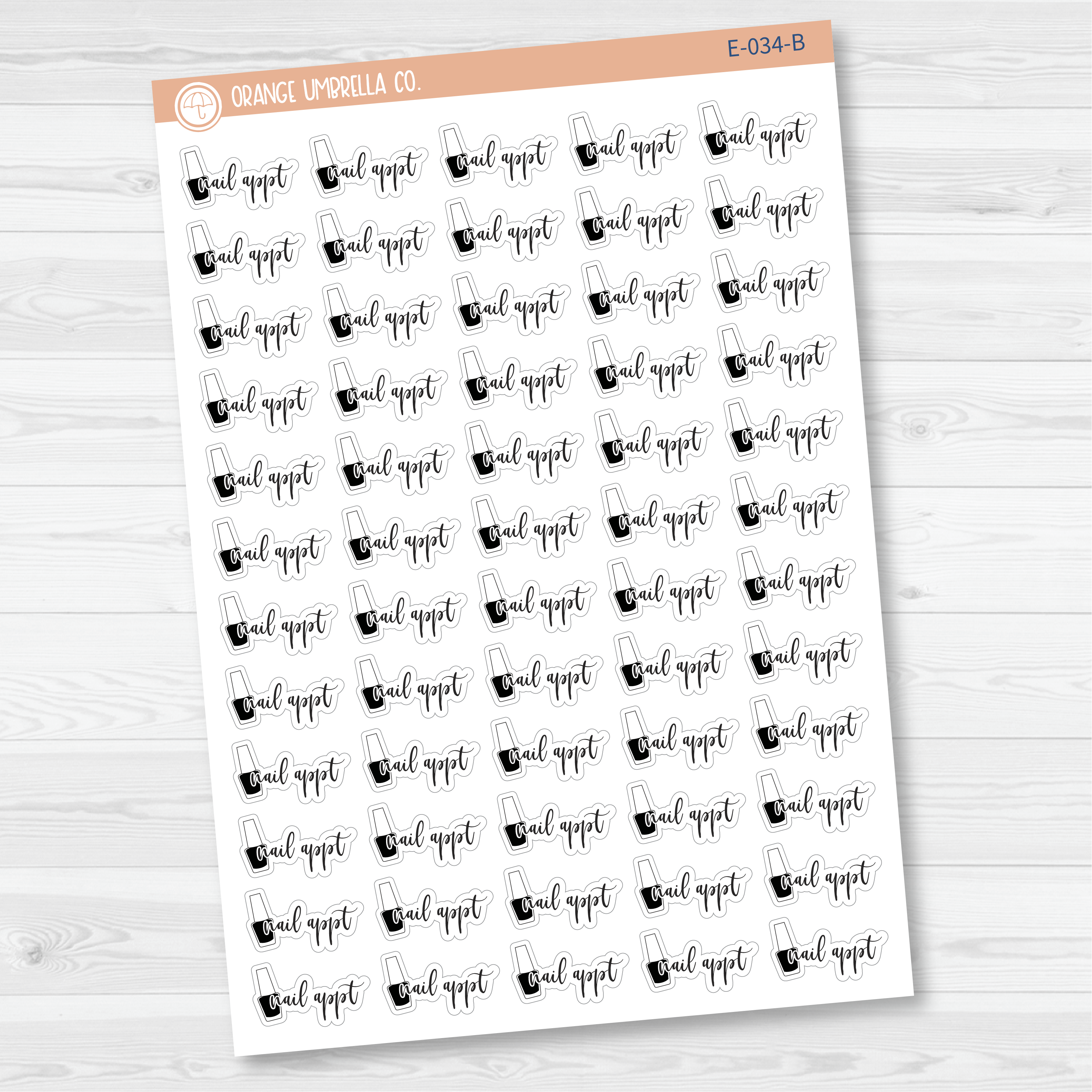 Nail Appt Icon Script Planner Stickers | F2 | E-034