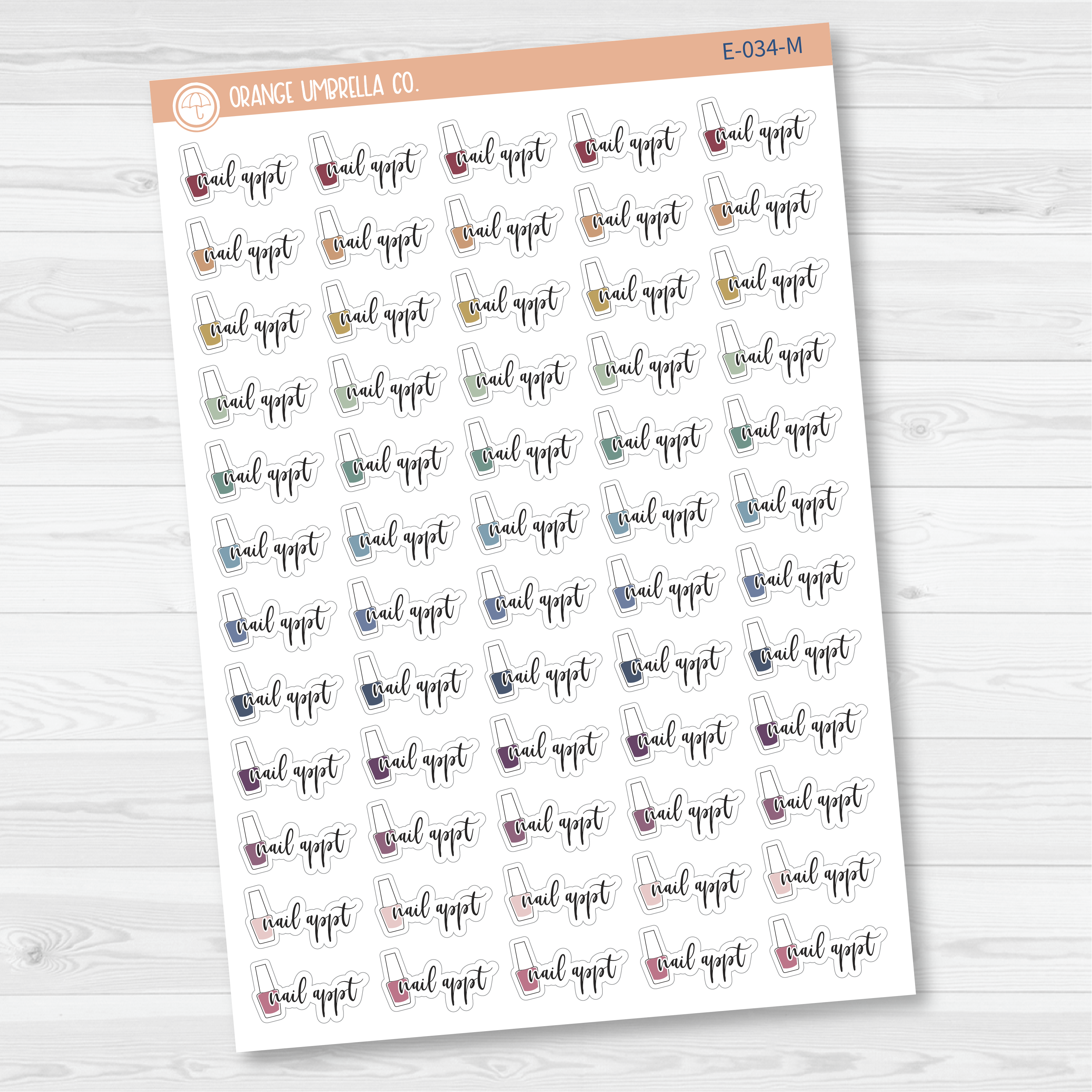 Nail Appt Icon Script Planner Stickers | F2 | E-034