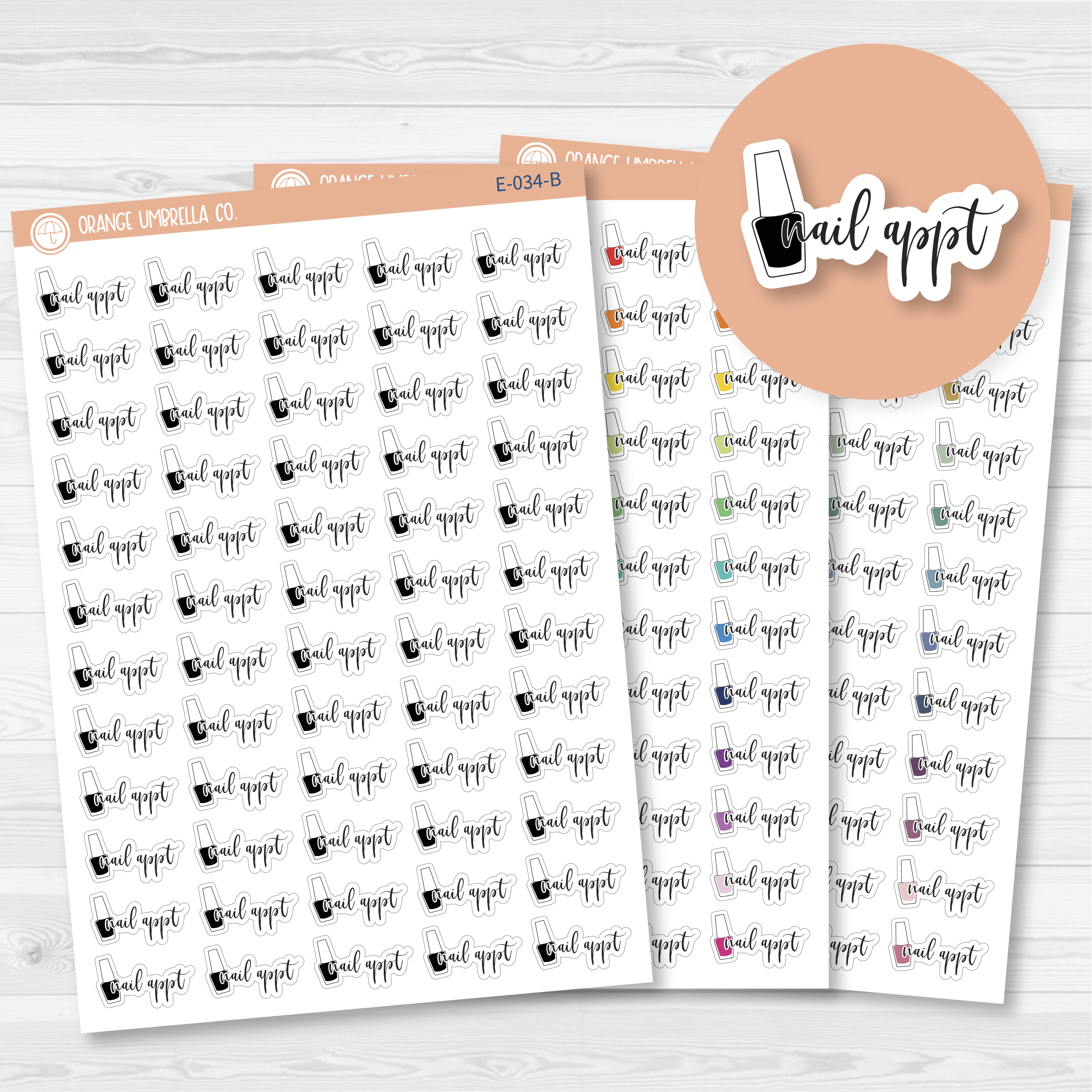 Nail Appt Icon Script Planner Stickers | F2 | E-034