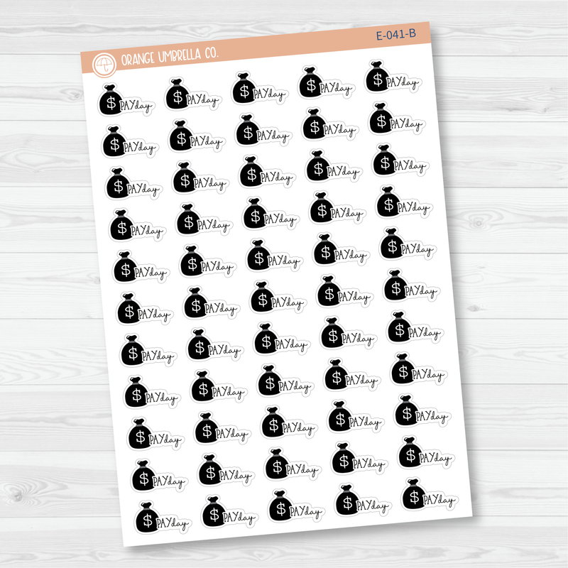 Pay Day Money Bag Icon Script Planner Stickers | FC11 | E-041