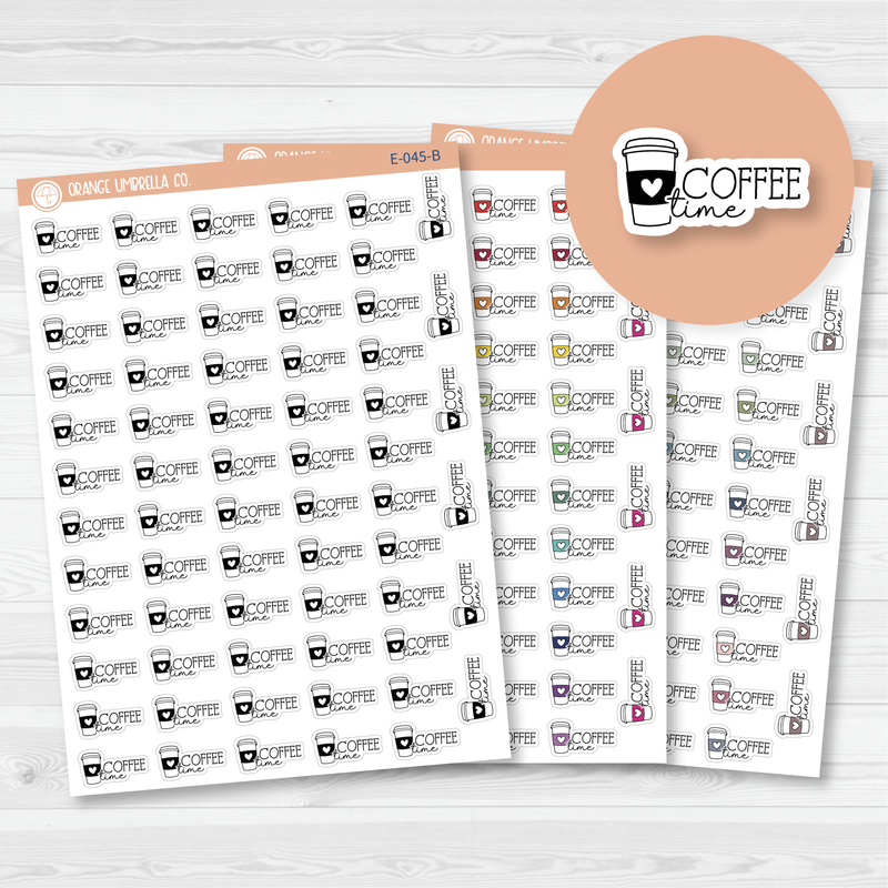 Coffee Time Icon Script Planner Stickers | E-045