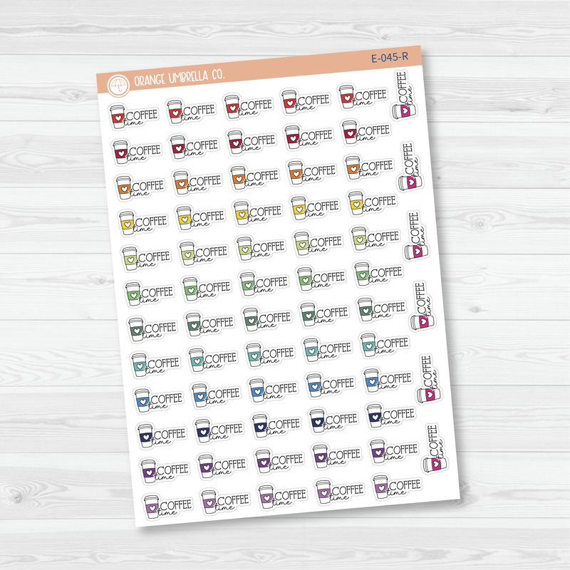 Coffee Time Icon Script Planner Stickers | E-045