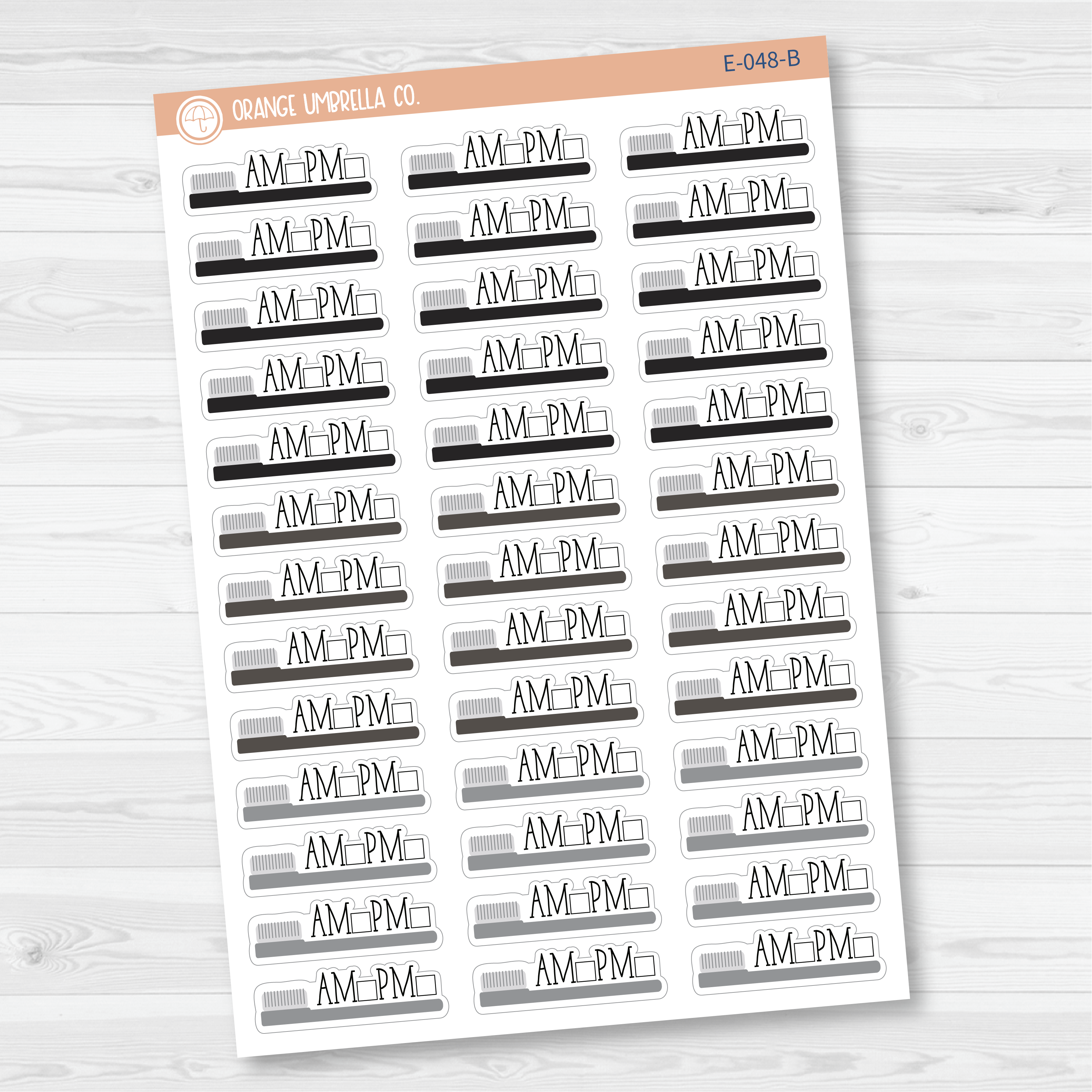 CLEARANCE | Tooth Brushing AM-PM Icon Script Planner Stickers and Labels| E-048