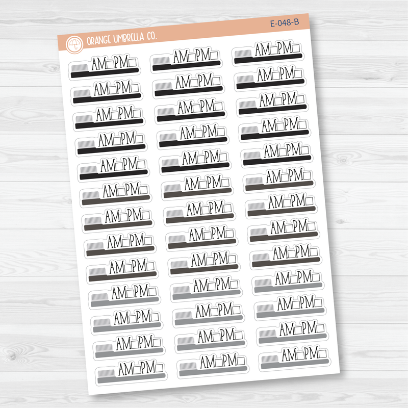 Tooth Brushing AM-PM Icon Script Planner Stickers and Labels| E-048