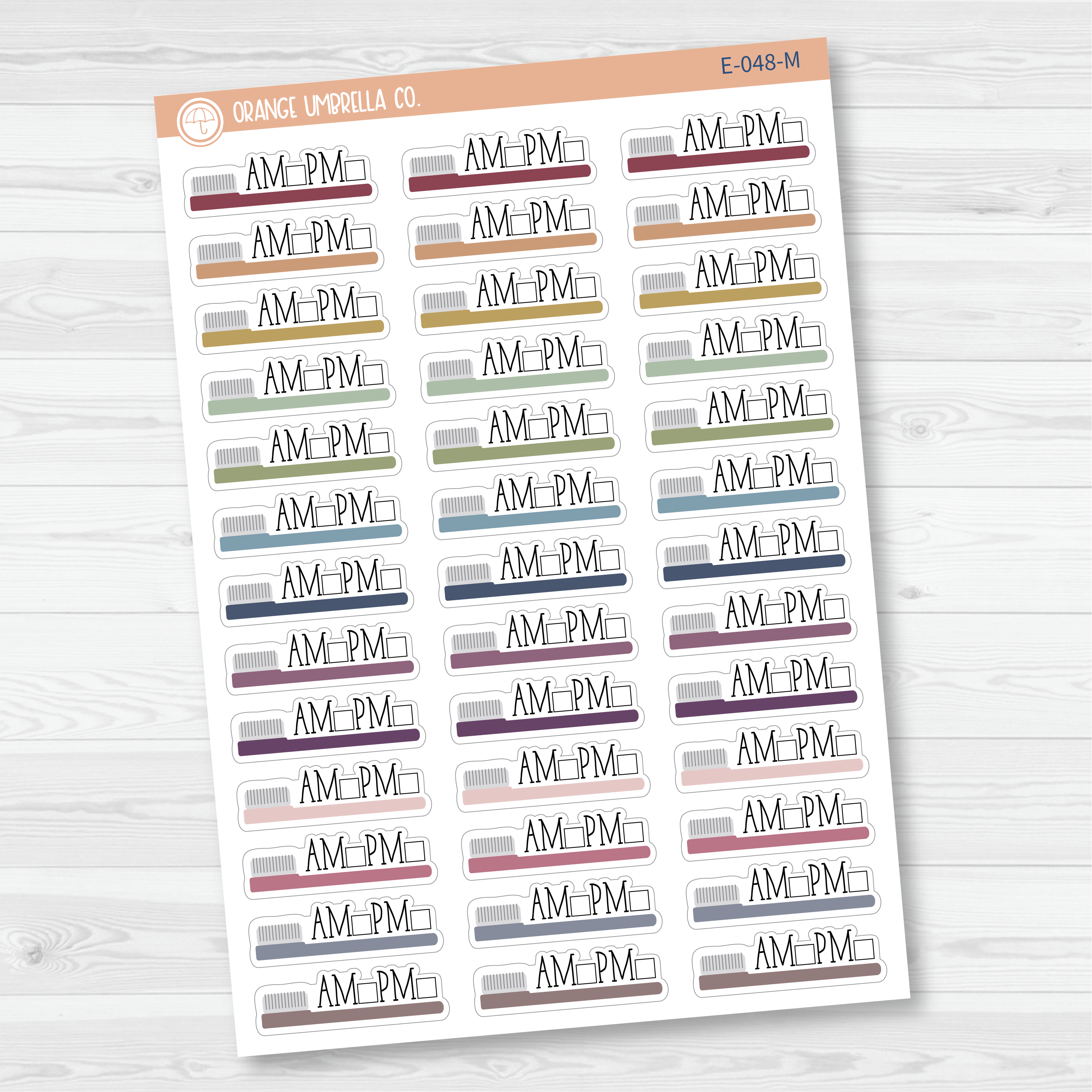 CLEARANCE | Tooth Brushing AM-PM Icon Script Planner Stickers and Labels| E-048