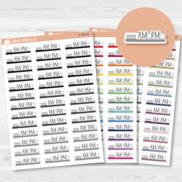 Tooth Brushing AM-PM Icon Script Planner Stickers and Labels| E-048